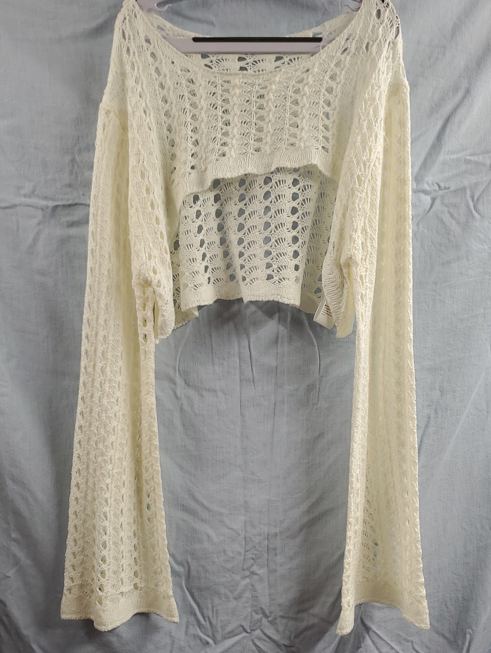 Women’s Cream Open-Knit Cropped Sweater